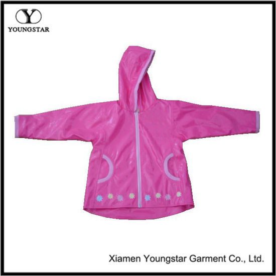 Rain Jacket Baby Girl Pink PVC Kids Girls Raincoat