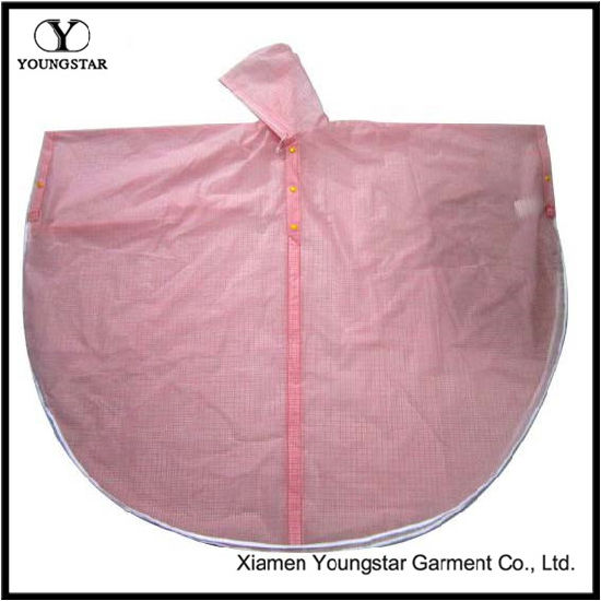 Pink Color Fashion Design PVC Rain Cape for School Girls