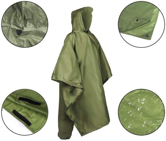 3 in 1 Lightweight Waterproof Multi-Purpose Rain Poncho, Camping Ground Mat, Shelter Tarpaulin