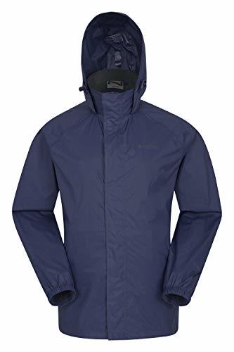 Men Waterproof Jacket - Foldaway Hood Rain Jacket, Pack Away Coat, Lightweight Raincoat - for Travelling, Outdoor, Camping