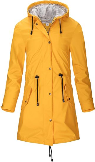 Women Raincoat Ladies PU Rain Jacket Women Waterproof Windbreaker Coat with Hood Outdoor Breathable Raincoat