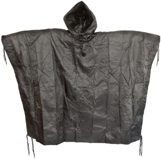 Poncho Waterproof Hooded Ripstop, Black