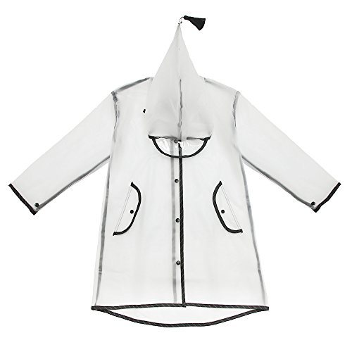 Children′s Transparent Long Hooded Edge Transparent Poncho Jacket Raincoat