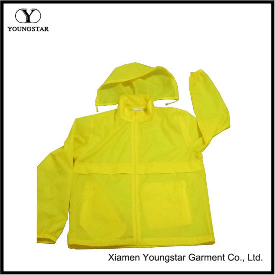 Waterproof Women′s Hooded Lightweight Yellow Windbreaker Jacket