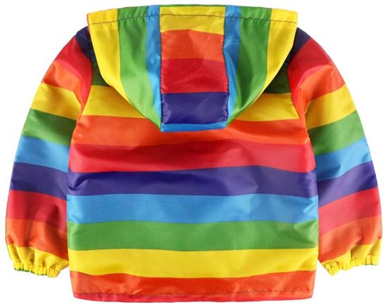 Cartoon Hooded Jacket Boys Outerwear Baby Jacket Infant Kids Kids Clothes Rainbow Stripe Zipper Waterproof Jacket