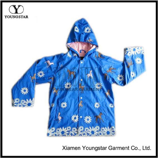 PU Coating Children / Kid Rain Jacket with Fashion Design
