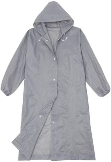 Women Men Transparent Raincoat Portable Outdoor Travel Rainwear Waterproof Camping Hooded Plastic Rain Cover, Gray
