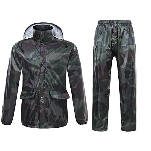 Waterproof Jacket/Trouser Suits Windproof Coat/Pants Set Motorcycle Raincoat with Hideaway Hood
