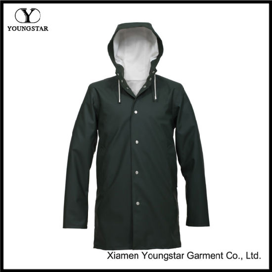 Lined Raincoat Plus Size Mens Fashion Long Raincoats with Hood