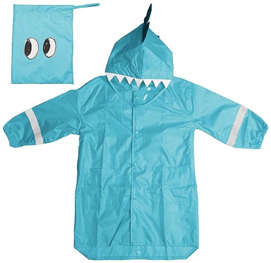 Kids-Premium Quality Cute Dinosaur Hoody Emergency Rain Ponchos Extra Thick Raincoat for Hiking, Tours, Sightseeing, Theme Parks
