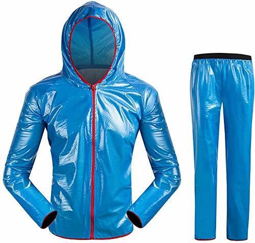 Men′s Reusable Waterproof Rain Suits Outdoor Hooded Raincoat Rain Jacket and Trousers Set