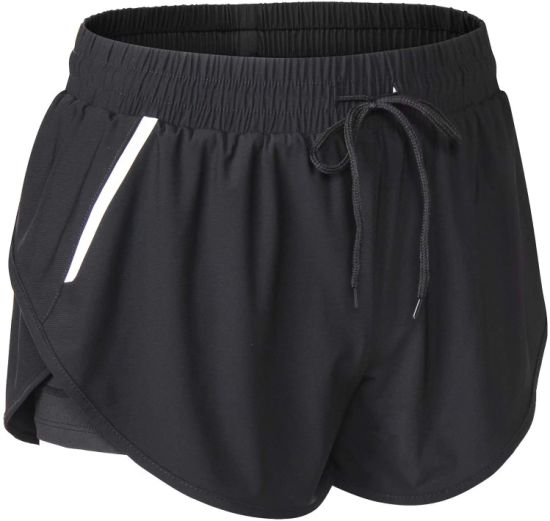 2 in 1 Women Running Shorts Sweat-Wikcing Womens Gym Shorts for Yoga Workout Ladies Sport Shorts Breathable Fast Drying