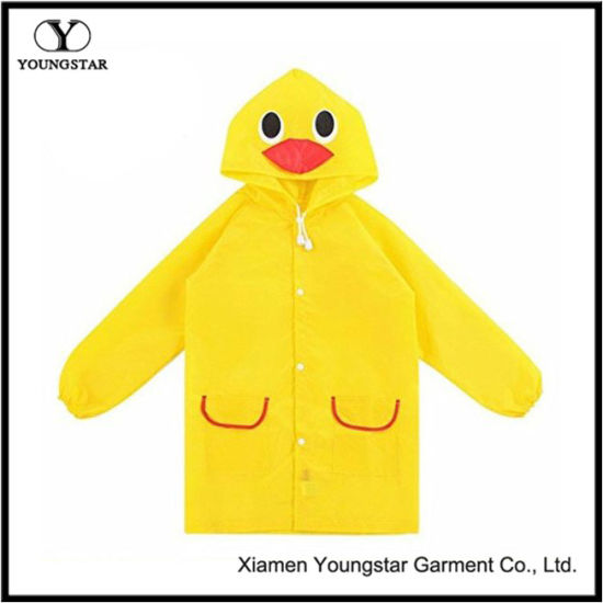 Toddler Baby Cheap Animal Yellow PVC Raincoat Jackets