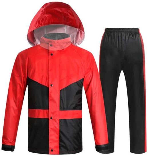 Rain Trousers for Men Who Wear Outdoor Leisure Suit for Hiking, Waterproof Rain Poncho, Polyester, Red, XXL