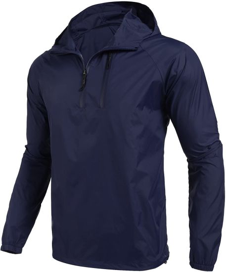 Hooded Windbreaker Pollover Lightweight Sports Jacket