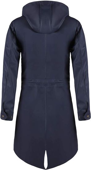 Ladies PU Rain Jacket Women Waterproof Windbreaker Coat with Hood Outdoor Breathable Raincoat